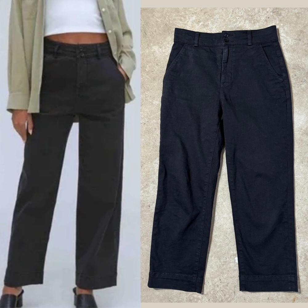 Everlane Jeans The Organic Wide-Leg Straight Leg Black Women’s Size 6 High Rise